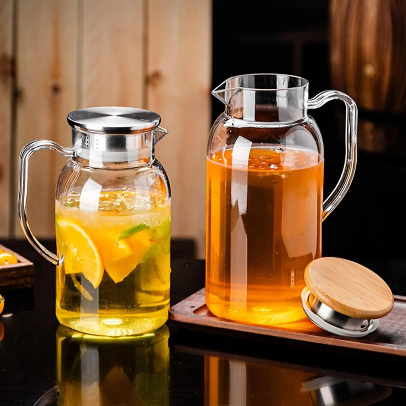 Plastic Lemonade Water Pitcher with Lid, Large Capacity Leakproof Jug, Includes Tumbler Glasses Set, Ideal for Hot & Cold Beverages, Juice, Tea, Milk Storage, Iced Tea Jug