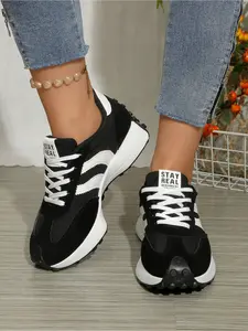 2026 Plus Size New Vintage Color-Block Sneakers Women Summer, Pink-Purple-Grey Color Clash Suede Patchwork, Thick-Sole Height Increasing Soft Sole Anti-Slip, Casual Versatile Running Shoes, Daily Commute Shopping Light Sports Shoes