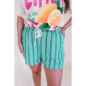 Rowan Stripe Drawstring Shorts - Green