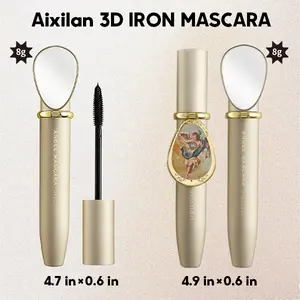 Aixilan Long Lash Mascara - Waterproof, Lengthening, Curling Black Cosmetic with Built-in Mirror, 24H Long-Lasting Smudge-Proof for Natural, Voluminous Lashes
