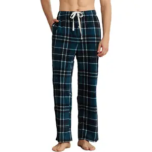 Mens Fleece Pajama Pants, Warm Plaid Lounge Pj Bottoms for Men with Pockets SoftGift
