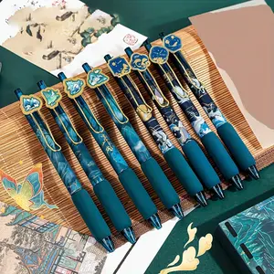 4 Boxes of Chinese Style Pictures of Ancient Buildings Press Pen with High Appearance Artistic Design Qiong Tower and Jade Universe Neutral Pen 0.5mm Black Refill