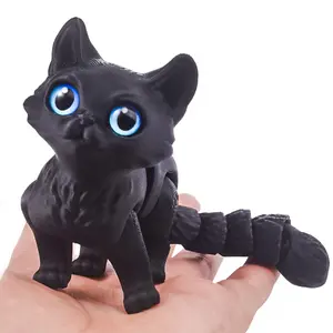 3D Printed Cat,3D Printed Animals Fidget Toys Decor for Stress Relief,Cute Cat Desktop Pet Decoration