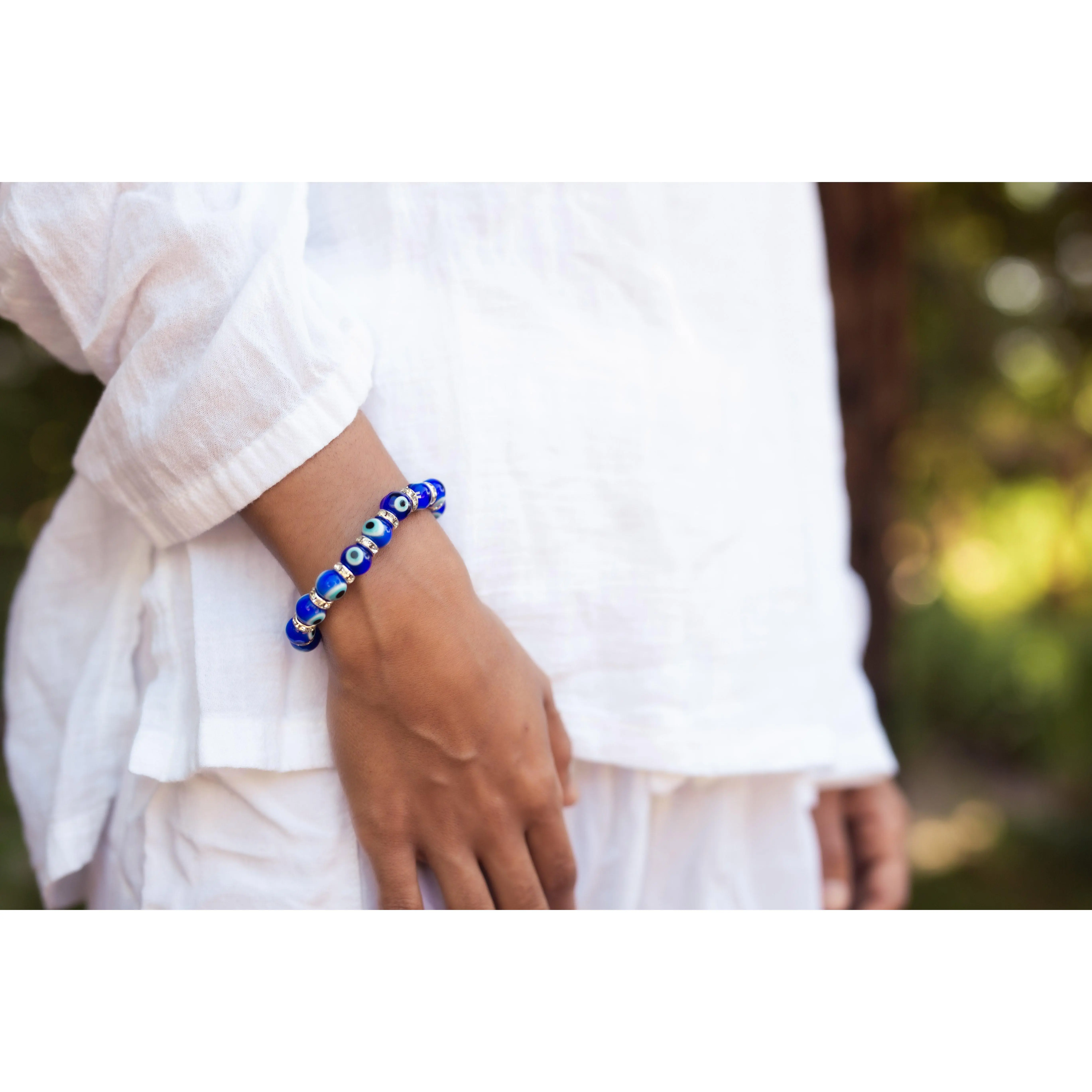 Evil Eye Protection Bracelet 6.5 inches Trendy Stack Bangle Stretch Bangle Witchy Jewelry Summer Dainty Jewelry