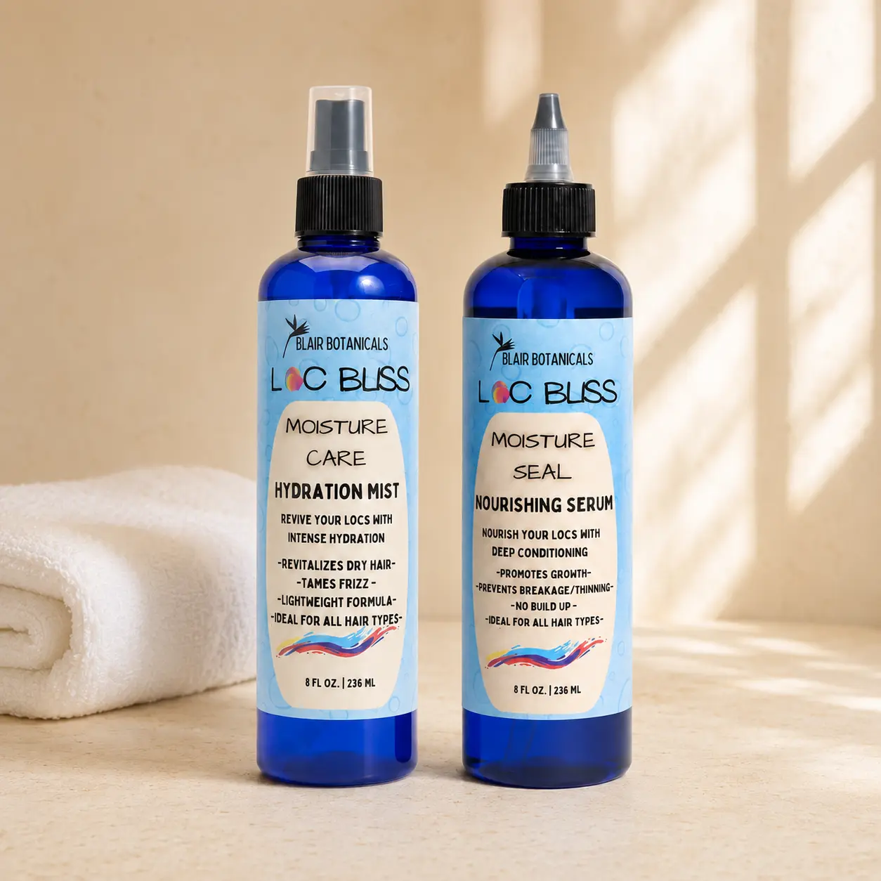 Moisture Care Bundle: Hydration Mist and Nourishing Serum Hydrate Lightweight Daily Moisture for Locs and Braids