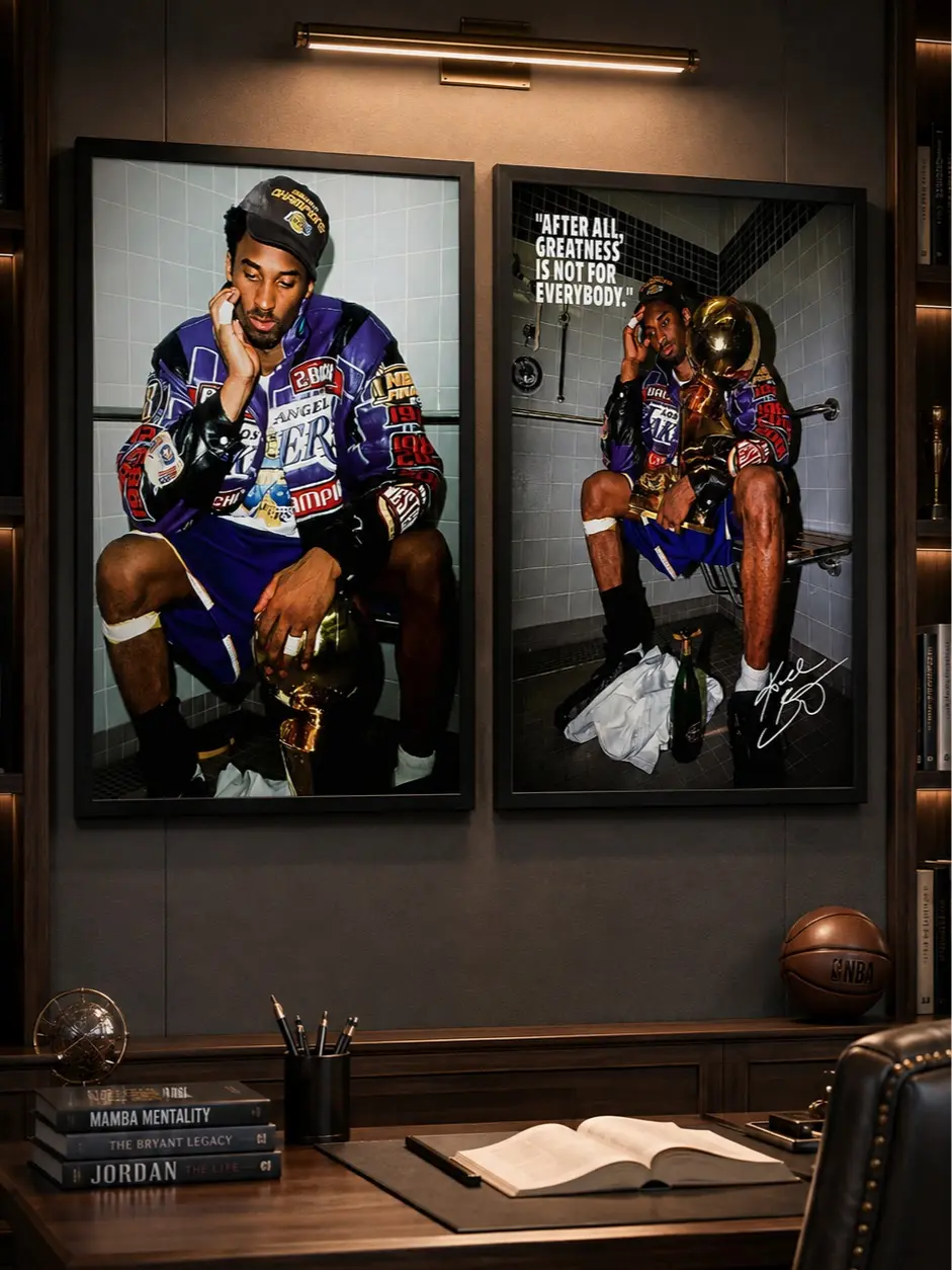 Kobe Bryant Championship Celebration Canvas Poster Retro Locker-Room Legend Home Decor Wall Art, Vintage Basketball Print for Man Cave, Must-Have Gift for Lakers Fans