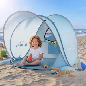 Elegear Pop Up Baby Beach Tent with Mini Canopy, UPF 50+ UV Protection, 1S Setup Portable Sun Shelter for Infant Outdoor Indoor Play - Blue