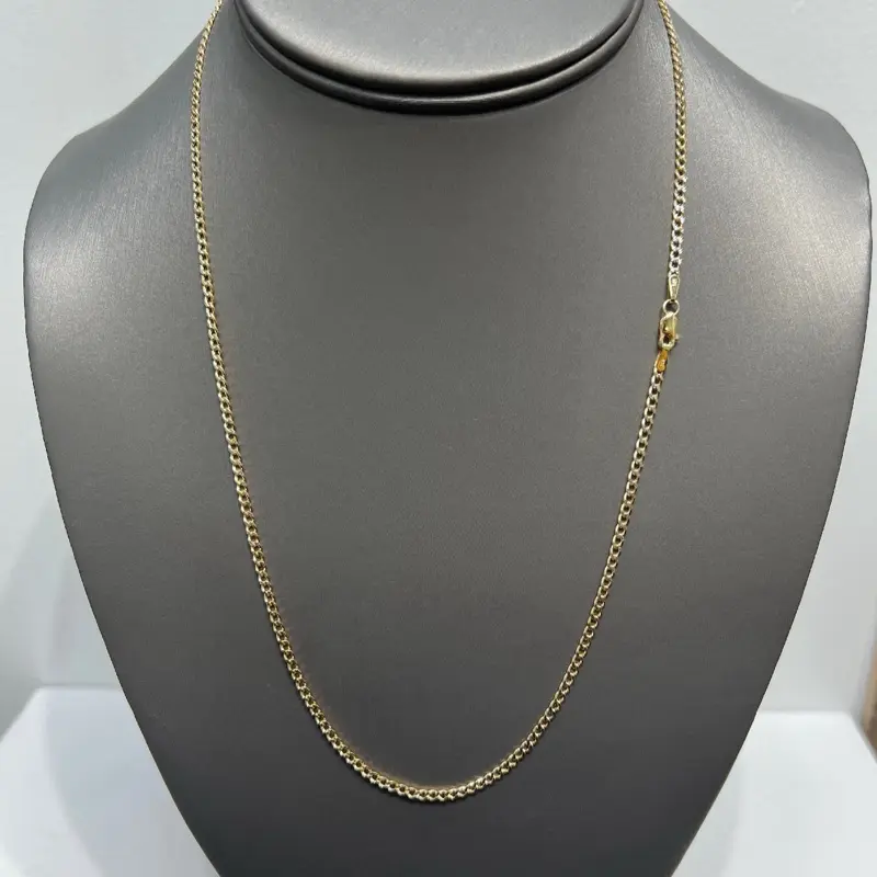 1324- NEW Gold 10K Hollow Cuban Curb Chain Two Tone 20” (2.5mm)