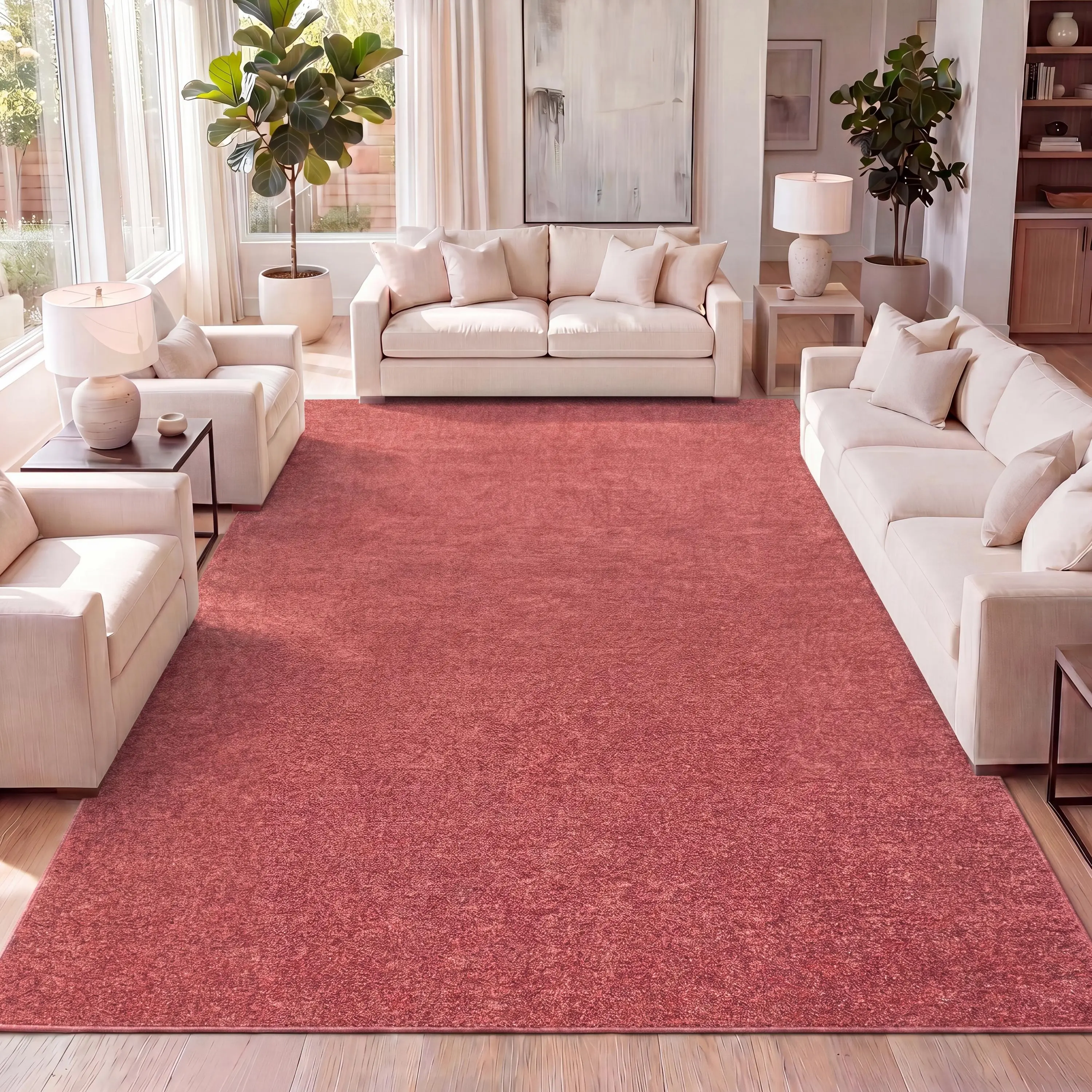JONATHAN Y Haze Solid Low-pile Area Rug Red; for Living Room, Kitchen, Bedroom, Dining Room, Office