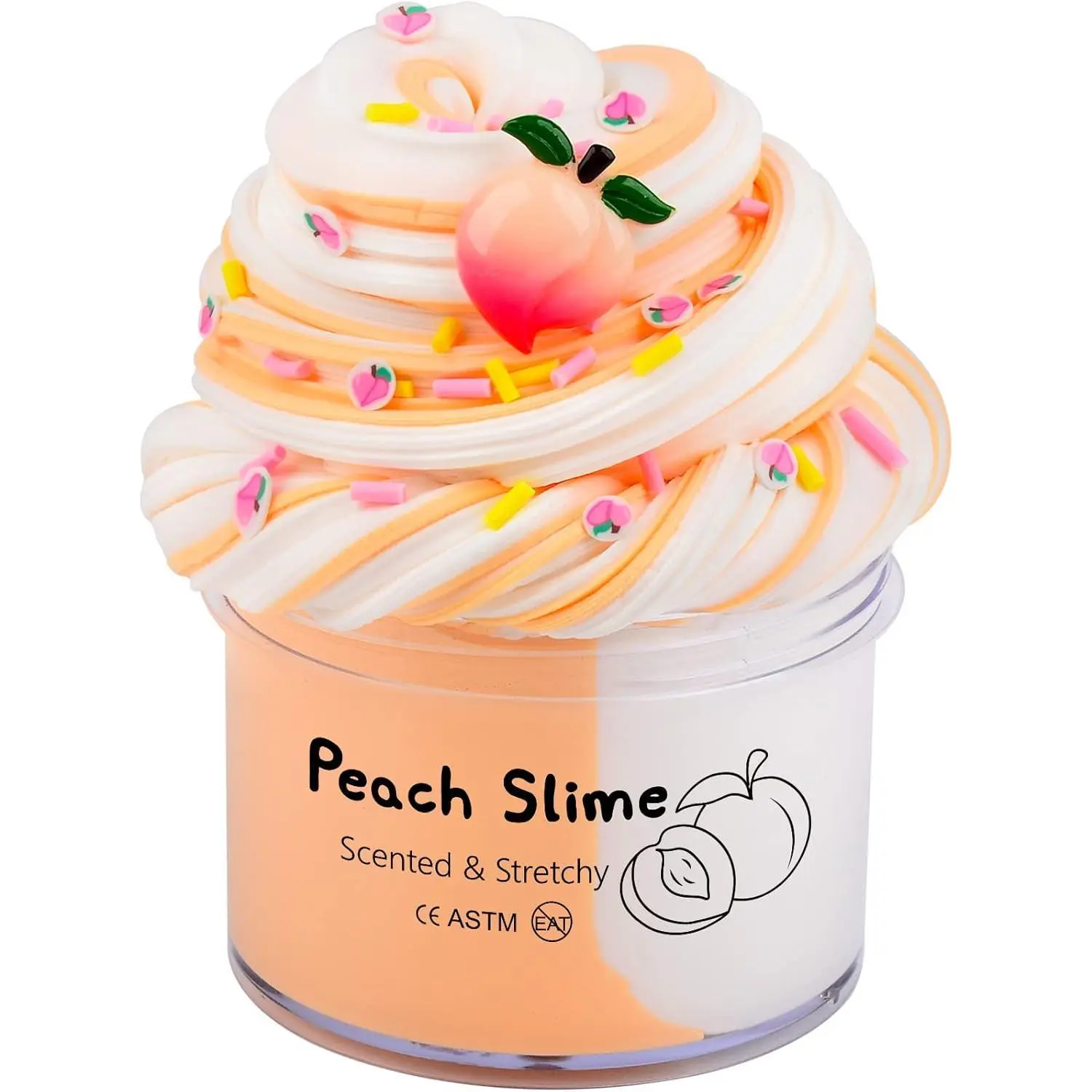 Peach Slime Butter Slime Kit (7oz/200ML) - Cioaiwae Unisex Sensory Adventure Stress Relief Toy, Stretch Non-Sticky Putty, Party Favors for Kids