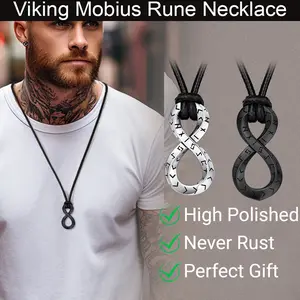 FaithHeart Mobius Rune Necklace Viking amulet with Rune Symbol for Men and Women