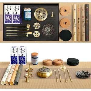 29 Pcs Brass Powder Incense Burner Kit, Incense Kit, Incense Powder with Incense Stick Holder(Stick/Cone/Coil Incense) Ash Catcher Tray As Gift for Yoga and Meditation (Glod)