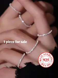 S925 Sterling Silver Ring with Sparkling Chain Design, Elegant Women's Stackable Ring, Engagement Promise Ring Perfect Gift for Birthdays and Anniversaries