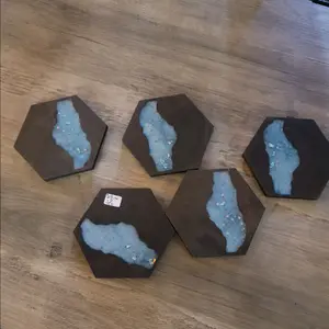 stained epoxy resin filled coasters
