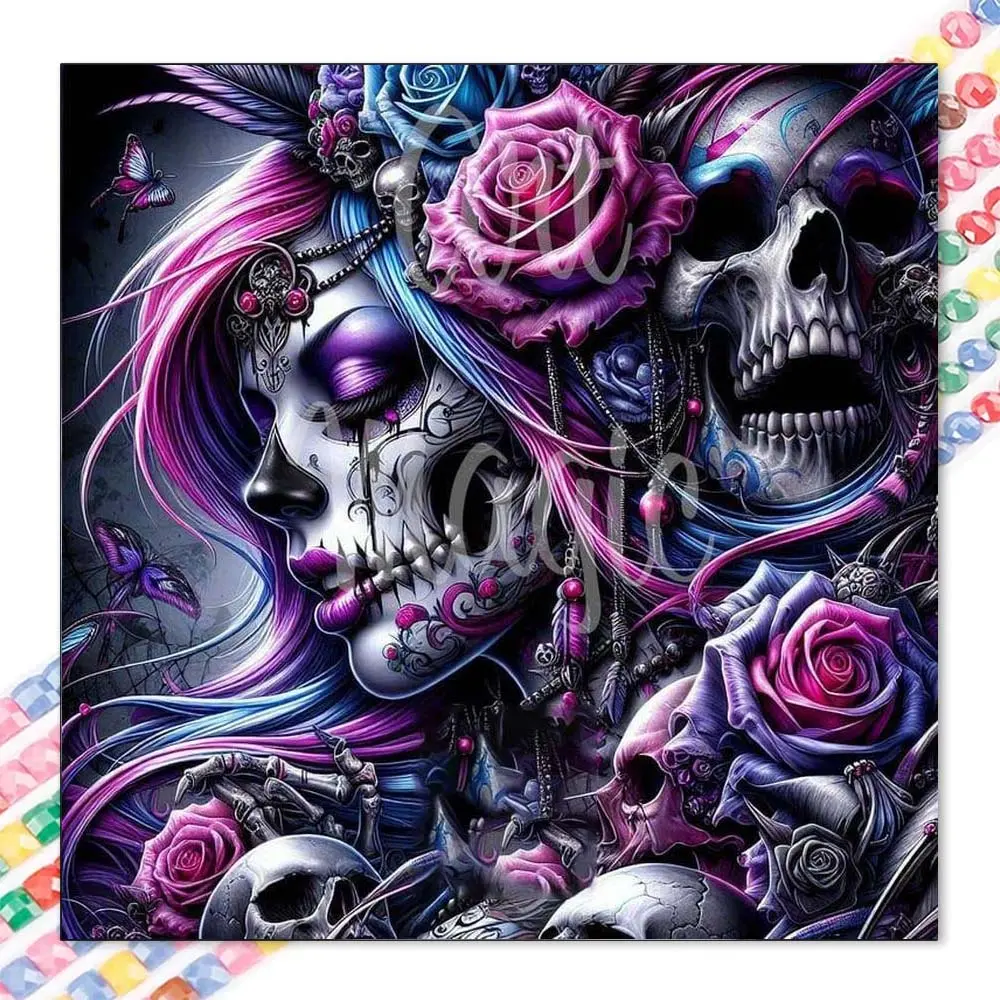 1 set DIY diamond painting kit, 5D diamond art set, DIY decoration skull, rose, butterfly mosaic, diamond art, DIY art home decor, Wall Art Painting