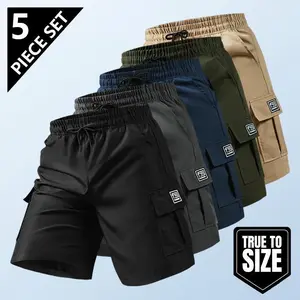 Men’s 5-Pack Cargo Shorts, Summer Trendy Casual Shorts, Multi-Pocket Design, Durable Fabric, Anti-Pilling, Wear-Resistant, Tear-Resistant, Comfortable and Breathable, Stylish and Versatile, Suitable for Outdoor Leisure Men's
