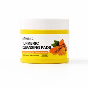 Turmeric Kojic Acid Cleansing Pad - An exfoliating and brightening pad containing vitamins B3, C, and E, suitable for daily facial skincare (50 tablets)