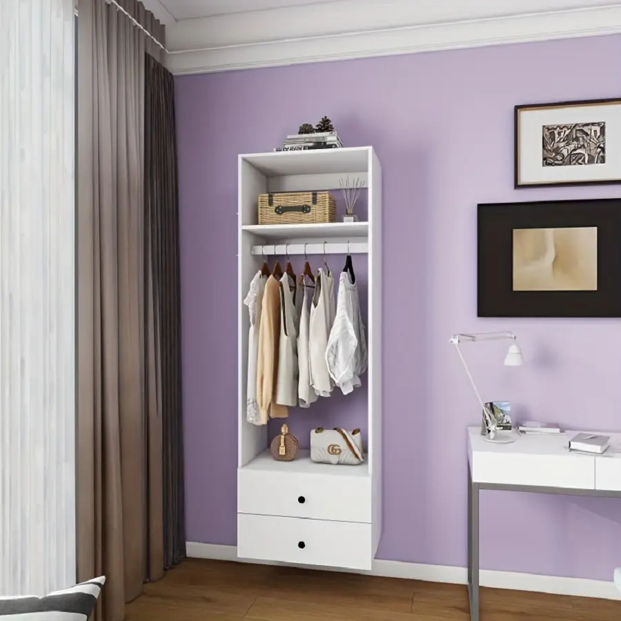 Closet Organizer System With Closet Drawers, Walk In Closet Organizers And Storage, Clothes Organizer With Closet Shelves Wall Mounted & Hanging Rod