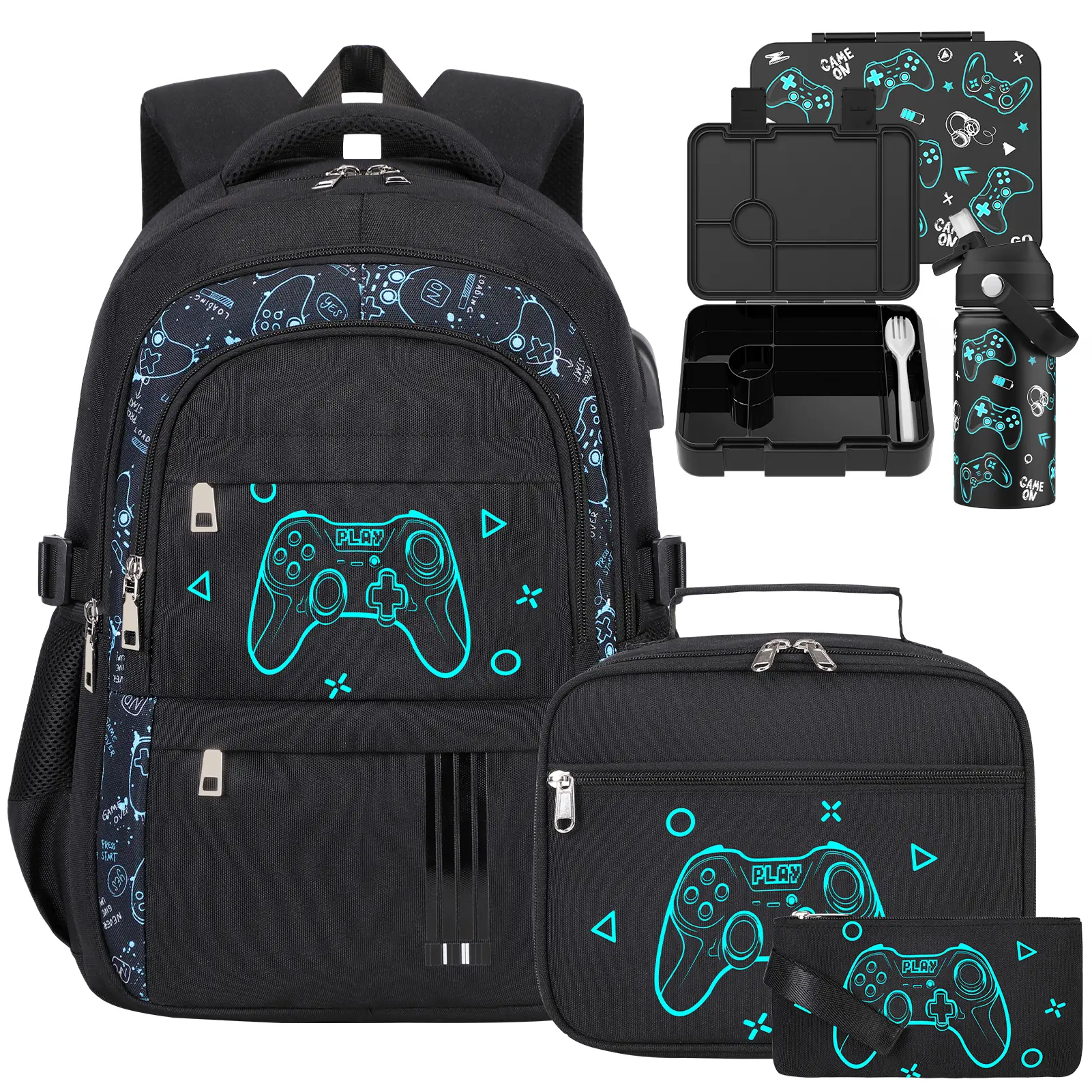 SIMILOVE Kids' Waterproof Lightweight 3-Piece Backpack Set - Backpacks for School with Adjustable Shoulder Strap & Exquisite Astronaut Pendant, Boys' Elementary Bookbag, Lunch Bag, Pencil Case, School Shopping & Travelling Party Gift Option
