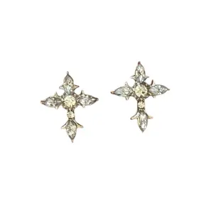 CZ Cross Stud Earrings for Men Women Streetwear Punk Hip Hop Unisex Style