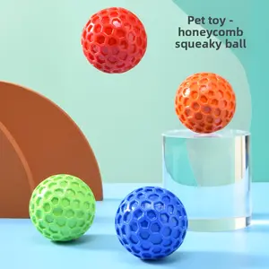 Colorful Honeycomb Pet Squeaky Ball: Soft Rubber Bite-Resistant, Dog Boredom Relief & Fun Toy Ball