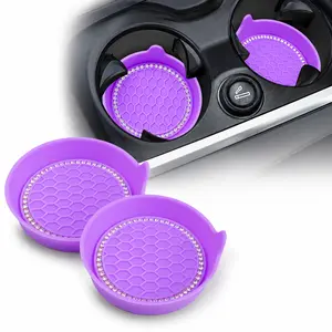 Car Cup Coaster 2 Pack, Universal Non-Slip Bling Crystal Rhinestone Car Cup Holder Inserts, Car Interior Accessories (Purple)