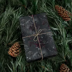 Gothic Christmas Wrapping Paper, Holiday Gift Wrap Roll, Festive Xmas Packaging, Unique Gothic Decor, Dark Gift Wrapping Sheets, Spooky ribbons christmas wrapping paper