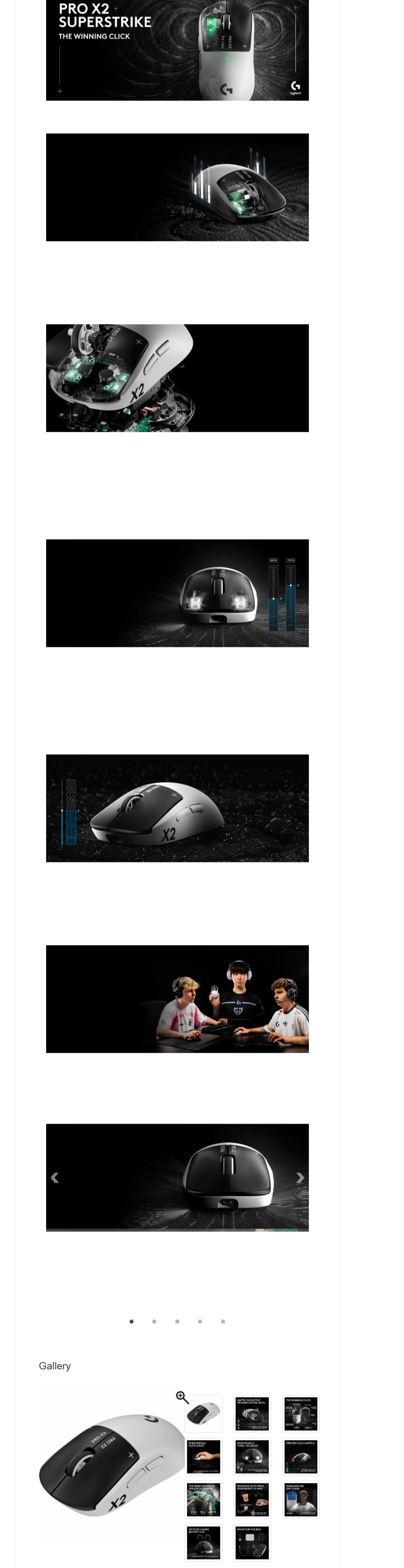 Logitech PRO X2 SUPERSTRIKE LIGHTSPEED Lightweight Wireless Gaming Mouse with Customizable Click Haptics for PC/Mac/Laptop