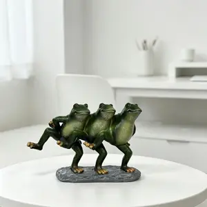 Sync Walking Frog Three Brothers Figure, Sand Sculpture Playful Style for Outdoors, Anti-Slip Base, Quirky Step-Pace Design for Garden or Desktop Decoration, Resin Figure