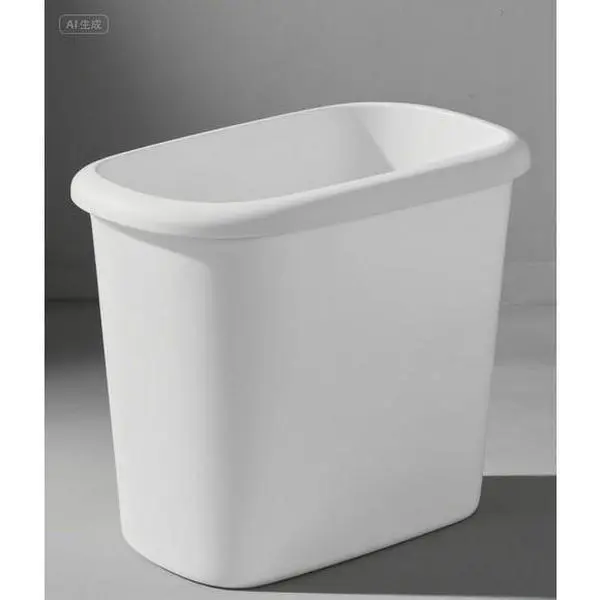Compact Under-Counter Waste Bin, 1.5-Gallon White Trash Can for Kitchen/Office/Bathroom, Space-Saving Design, Durable Plastic Construction, Easy-Clean Surface, Odor-Resistant Lid Option