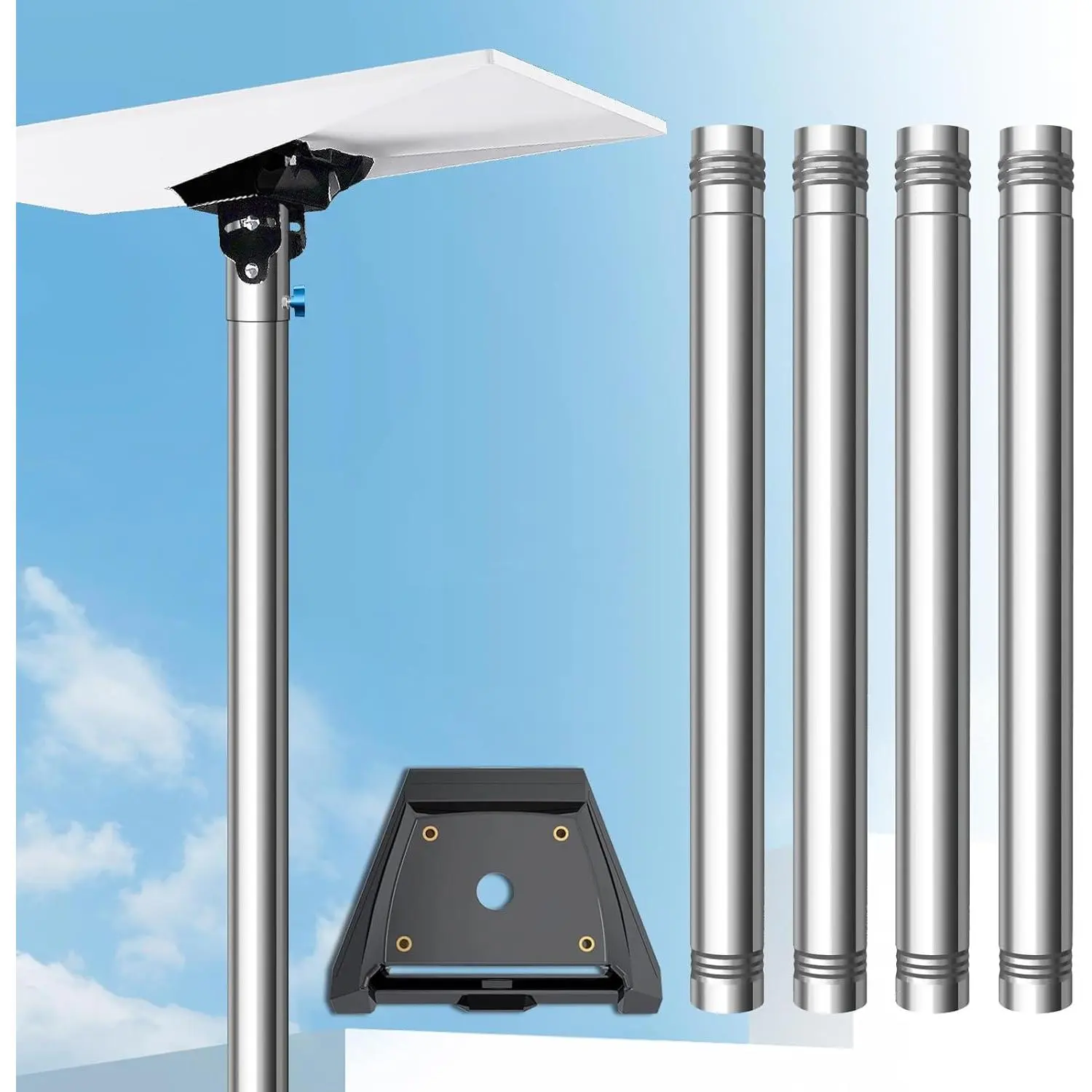 Starlink Pole Mount for Gen 3, Starlink RV Mounting Kit Features a Durable 1.5'' Diameter Pole, 7ft Ground Mount, Starlink Gen 3 Pipe Adapter Included, 4-Section, Black