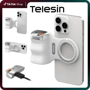 TELESIN Upgraded Magnetic Phone Grip with USB-C Rechargeable Remote, 3KG Strong Magnet Camera Handle for Outdoor Sports Soccer Season, Vlogging, Steady Shots for iPhone, Android,Samsung, Mother's Day Gift