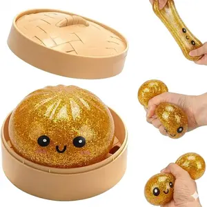 Jumbo Dumpling Squishy Mystery Box, Cute Expressive Bun Fidget Toy for Kids & Adults, Soft TPR Decompression Ball, Surprise Random Style Gift
