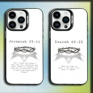 Isaiah Jeremiah Psalm Jesus Bible Phone Case For iPhone 17,16,15,14,13,12,11,Mini,Pro,E,MAX Gray Matte Silicone Black Cover