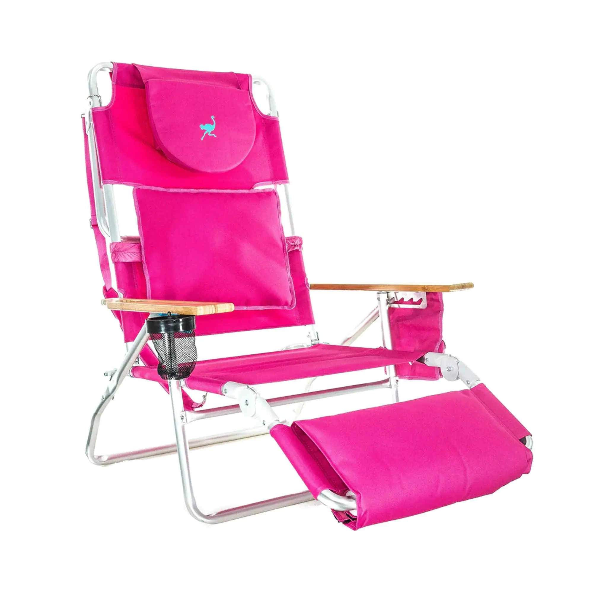 Ostrich Deluxe Padded 3-N-1 Outdoor Lounge Reclining Beach Lake Chair, Pink Ostrich Deluxe Padded 3-N-1 Outdoor Lounge Reclining Beach Lake Chair, Pink