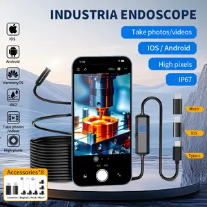 Endoscope Camera with Light,  Borescope Tools with 8 Adjustable LED Lights, Endoscope with Semi-Rigid Snake Camera, Inspection Borescope for iOS and Android - 16.4ft Single Lens