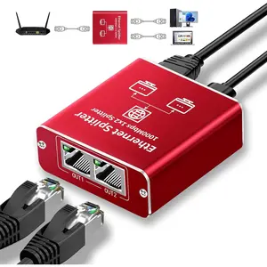 Ethernet Splitter 1 to 2 High Speed 1000Mbps, Gigabit Ethernet Splitter, LAN Splitter Dual LAN RJ45 Port Router  for Cat5/5e/6/7/8 , IEEE 802.3 Compliant Plug and Play