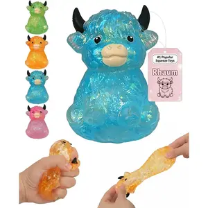 Highland Cow Squishy Toy  Cute Mini Animal Slow Rising Stress Relief Fidget Sensory Toy Easter Basket Stuffer Gift for Cow Lovers