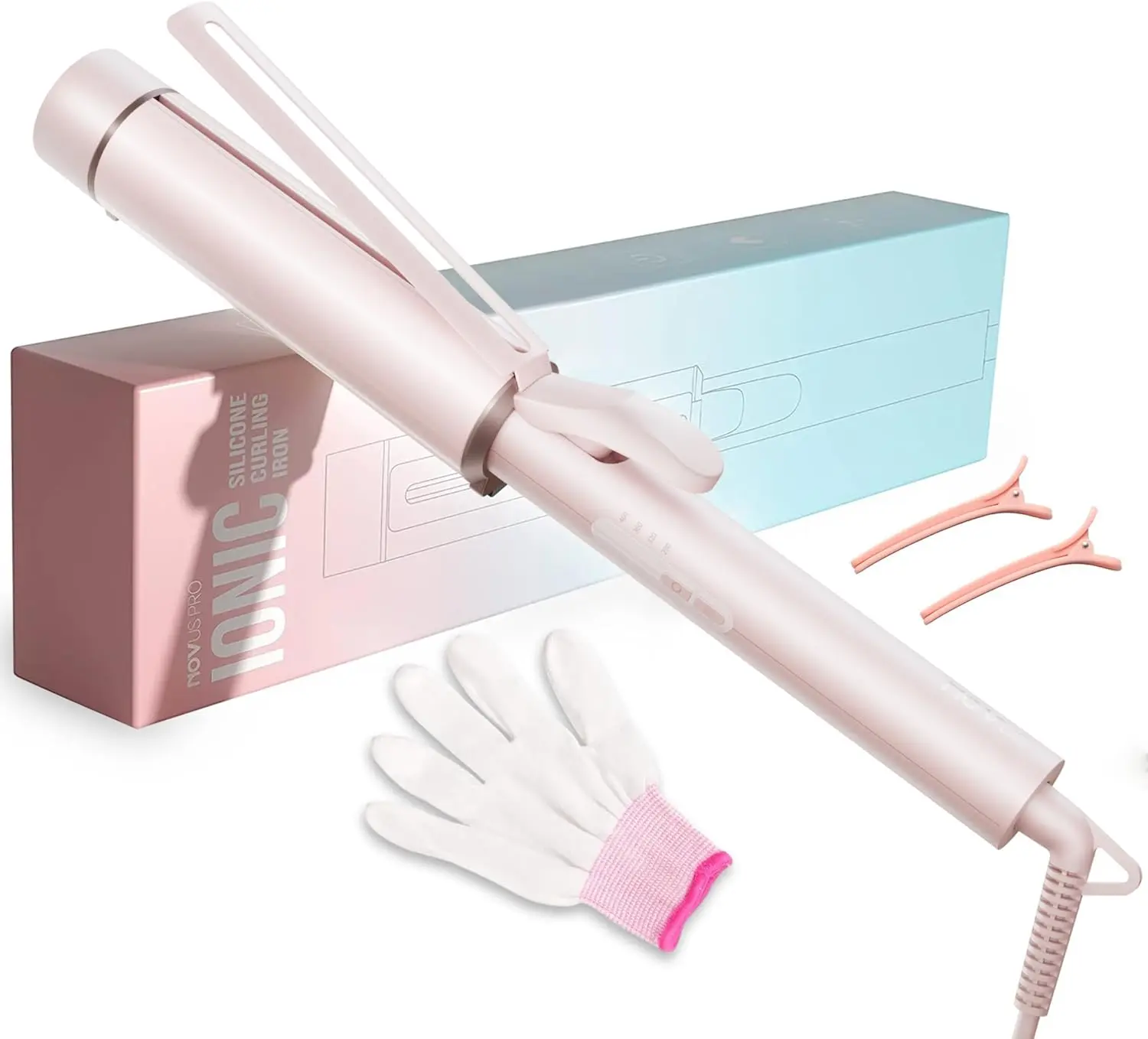 1.5 Inch Extra Large Curling Wand for Long Hair - Ceramic Tourmaline Barrel with 40000000 Negative Ions, Defined Curls and Easy to Use with Temperature Control for All Hair Types