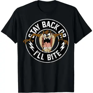 Men's Short Sleeve Leisurely Top Looney Tunes Taz Stay Back Or I'll Bite T-Shirt