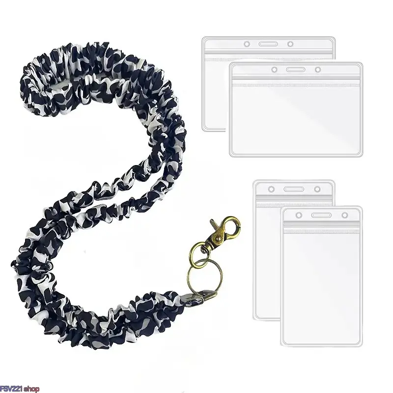 Women's Scrunchie Lanyard - Soft Ruffled Fabric Neck Strap with Swivel Clip, Adjustable ID Badge & Key Holder, Outdoor Activities Accessory for Students, Multiple Colors, Hair-Tie Style, Moms, Adjustable Size campingessentials, Fabric Strap, Scrunchie Loo