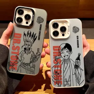 Dr. Stone Senku & Gen IMD  Phone Case for iPhone 17 16 15 14 13 12 11 PROMAX, TPU+PET+PC Color Silver Shockproof Cover