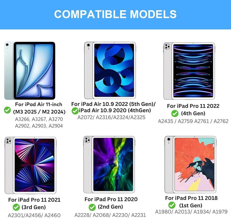 jibrea lg magic Keyboard Case for iPad Pro 11(1st, 2nd, 3rd, 4th gen) ” & iPad Air 10.9”/11” (M3/M2), Magnetic with Backlit, Trackpad & Shortcut Keys – Black/White color change backlight Tablet Adjustable Wireless Device wake function teclado