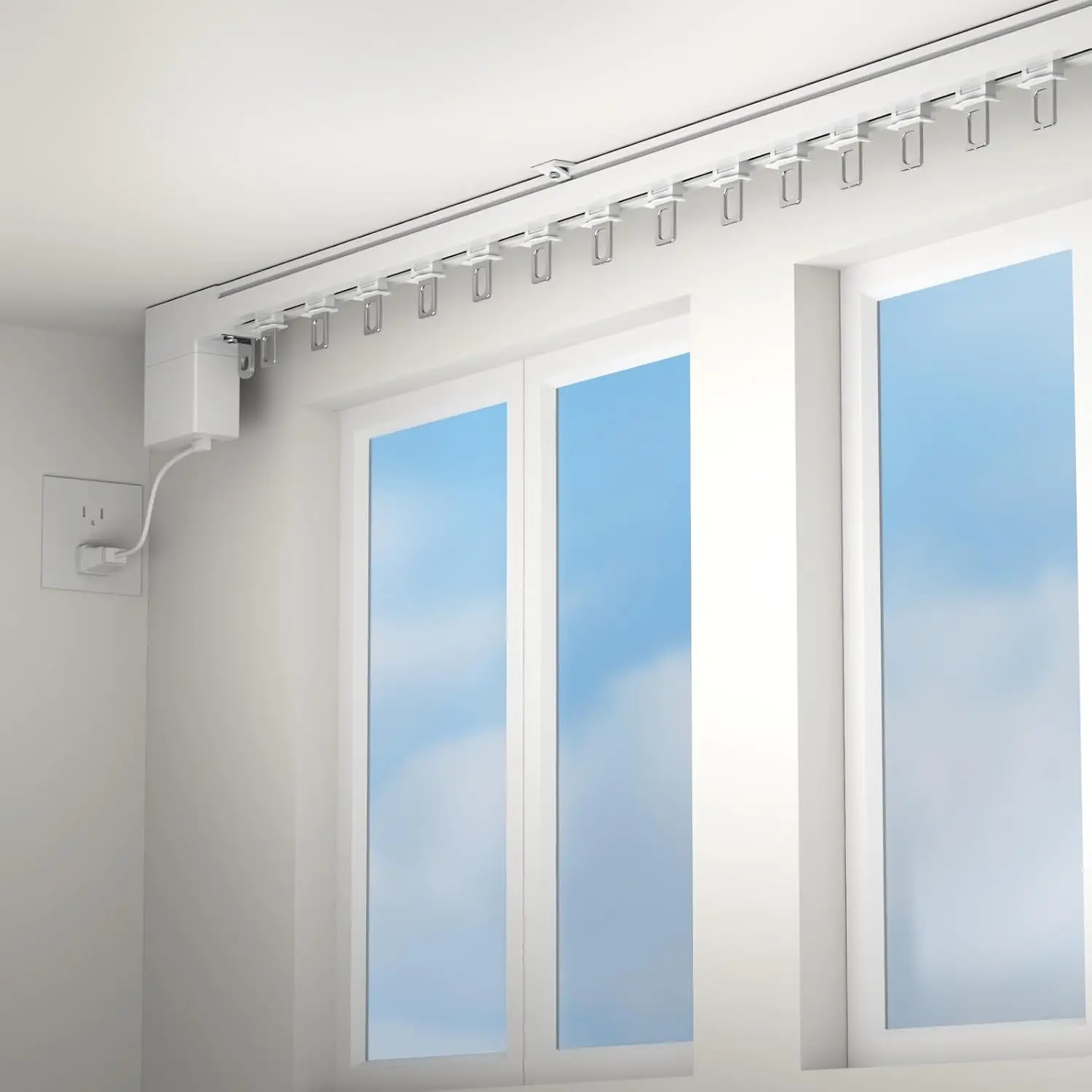 Silent Electric Curtain Track 8'/ 10'/ 12' - Wall/Ceiling Mount Smart Curtain Rail for Compatible with Alexa & Google Assistant, Automatic Motorized Tracks with Remote (8ft/ 2.44m) (8ft)