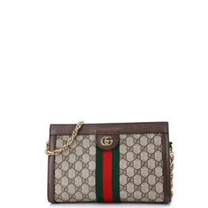Pre-owned GUCCI Canvas Coated Shoulder Bags Ophidia Chain Shoulder Bag GG Coated Canvas Small