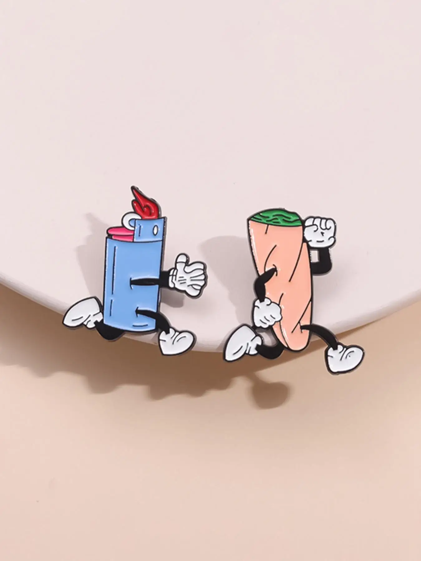 Cartoon Lighter & Cigar Design Brooch, Cute Brooch for Men & Women, Fashion Accessories Suitable for Backpacks, Jeans, Scarves, Hats Decoration