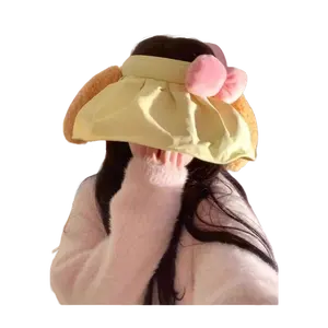 2026 New Cute Cartoon Empty Top Sun Hat, Wide Brim UV Protection Visor, Headband Style Outdoor Cycling Hat for Women