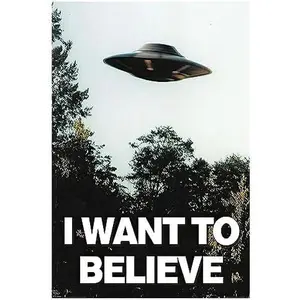The X Files I Want To Believe UFO Poster - Canvas Print Wall Art for Classroom, Living Room, Bedroom Decor (Unframed, 16x24 Inch) Gifts Decoration Colorful Ornaments Artistic Photo
