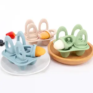 Silicone Baby Teether, 1 Set Ice Cream Shaped Baby Teething Relief Toy, Baby Soothing Teether, Baby Ice Cream Mold, Baby Food Supplement Maker