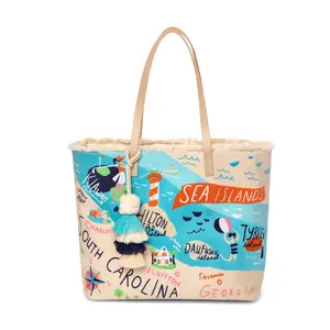 Spartina 449 Greetings From Embroidered Large Fringe Tote